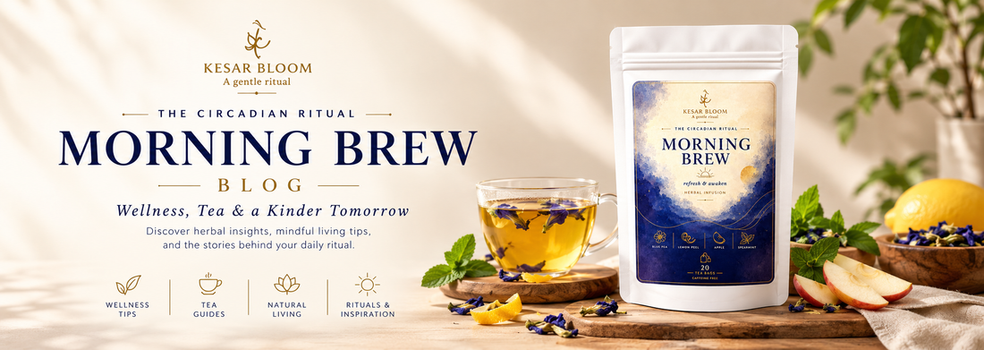 Kesar Bloom Morning Brew | Caffeine-Free Herbal Tea to Refresh & Awaken